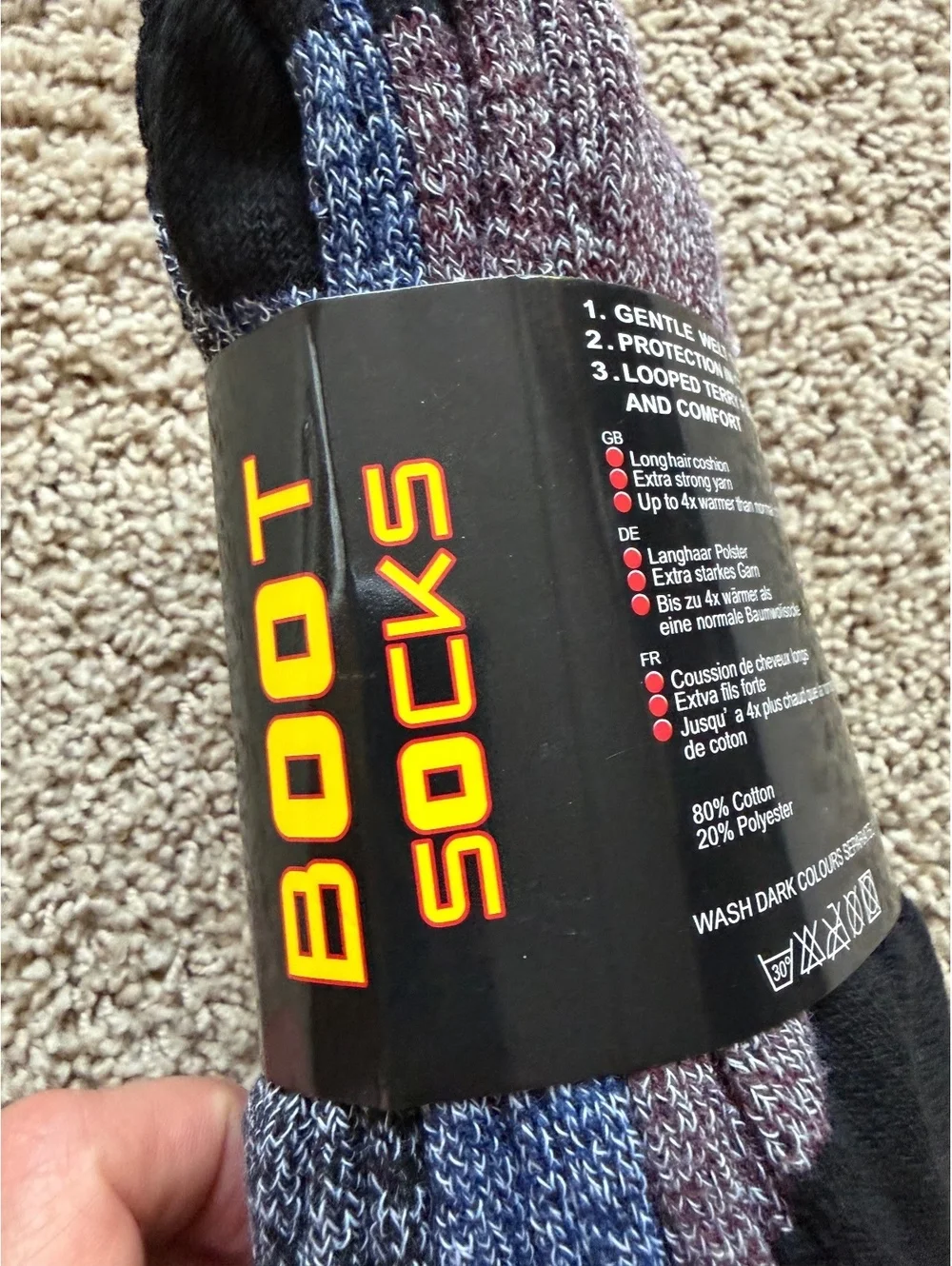 NWT 3-pack of men's heavy-duty thermal knit boot socks size 9-13 multicolor